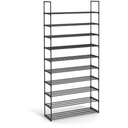 SONGMICS Shoe Rack, 10-Tier Shoe Organizer, Metal Storage Shelf, Upright or Upside Down, for 44-55 Pairs, for Entryway, 11.8 x 36.2 x 68.1 Inches, Black 