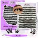 3 x No Glue Needed Lashes, Self Adhesive Eyelashes, DIY Lash Eyelash Extensions Kit 1014mm,100pcs Fluffy D Curl Soft Natural Lashes with TweezersFake Cat Eye Wispy Individual Clusters NG51-4