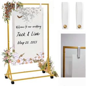 Adjustable Wedding Welcome Sign Holder , 29x20x66"Welcome Sign Stand With Detachable Casters4 Hanging Straps and Stabilized with Triangular Reinforcement,Heavy Duty Easel Stand For Wedding Party