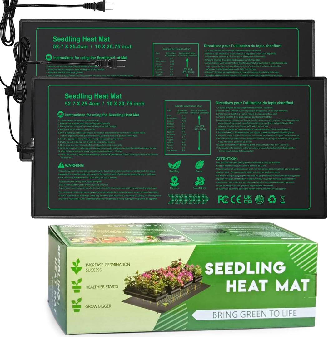 NAMOTEK Seedling Heat Mat, 10" x 20.75" Waterproof Plant Heating Mat, Warm Hydroponic Heating Pad for Indoor Home Gardening Seed Starter,Germination, Greenhouse