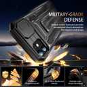 2 x Goodon for iPhone 11 Case with Sliding Camera Cover + Screen Protector - Metal Magnetic Kickstand - Military-Grade Shockproof Matte Protective Phone Cover 6.1" for Men Women Girls - Black