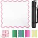 32.4in Scalloped Mahjong MatAnti Slip Noise Reduction Mahjong Accessoriemahjong Table MatMajiong Mat For TravelComes With 4 Dice And 1 Mahjong Mat Storage Bag,4 Mahjong Shuffle Cards (Pink)