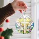 4 x Stained Glass Religious Ornament, Christmas Ornaments, Christmas Decorations for Tree, Holiday Ornament, Christian Gifts, Cross Gifts, Gift Ideas & Religious Gift