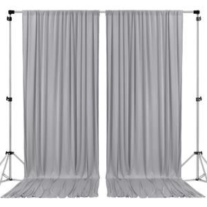 AK TRADING CO. 10 feet x 10 feet Polyester Backdrop Drapes Curtains Panels with Rod Pockets - Wedding Ceremony Party Home Window Decorations - Silver (60"W x 120"L (Pack of 2))