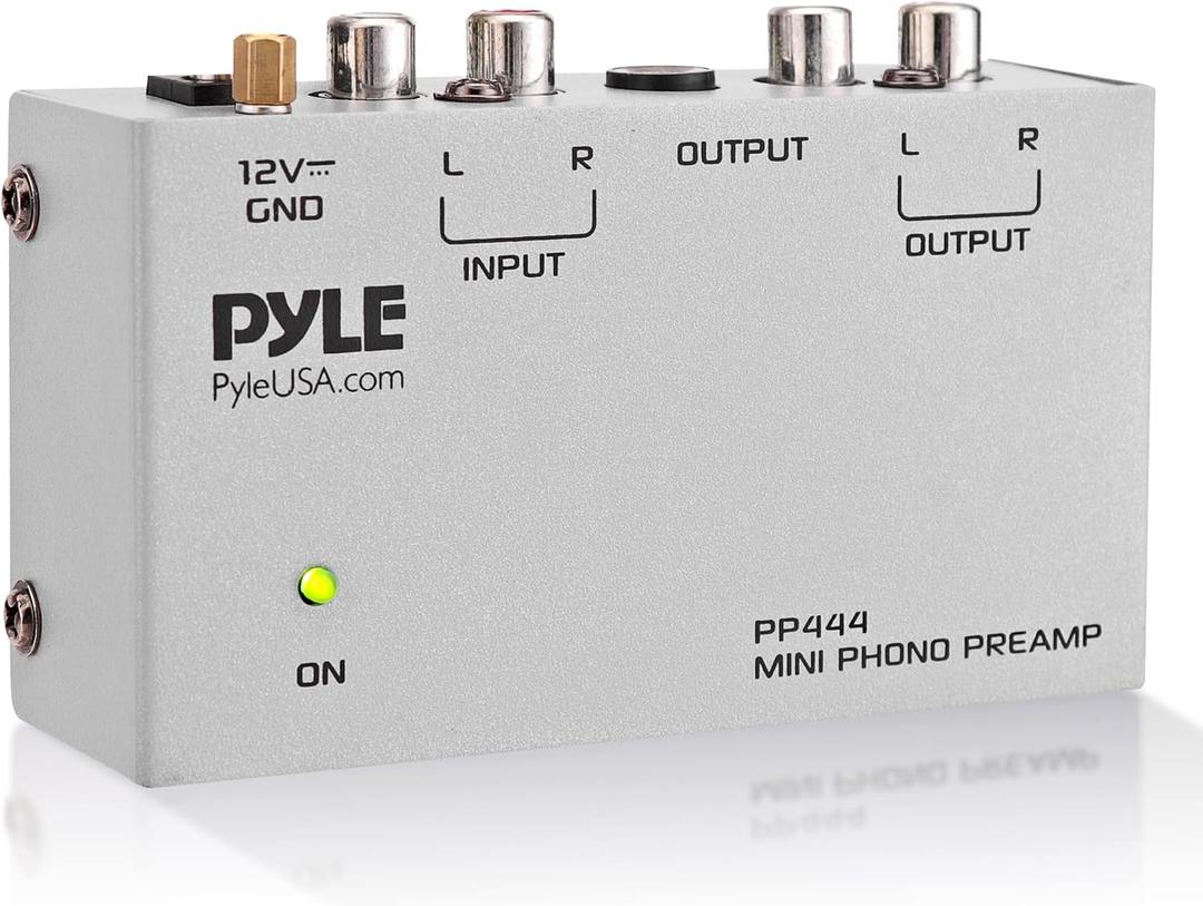 Pyle Ultra Compact Phono Preamp - Mini Turntable Preamp for Audio - Guitar, Microphone - RCA Input/Output for Record Player - Receiver - Amplifier - PP444