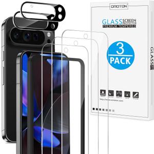 OMOTON 3+2 Pack for Google Pixel 9 Pro XL Screen Protector, 3 Tempered Glass Film & 2 Camera Lens Protector, Bubble-free, HD Clear, Not for 9 Pro/ 9
