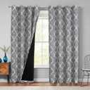 Beauoop 100% Blackout Curtains 84 Inches Long 2 Panels for Bedroom Living Room Grey Moroccan Geo Room Darkening Thermal Insulated Soundproof Grommet Top Window Treatments Drapes, 50x84 Set of 2