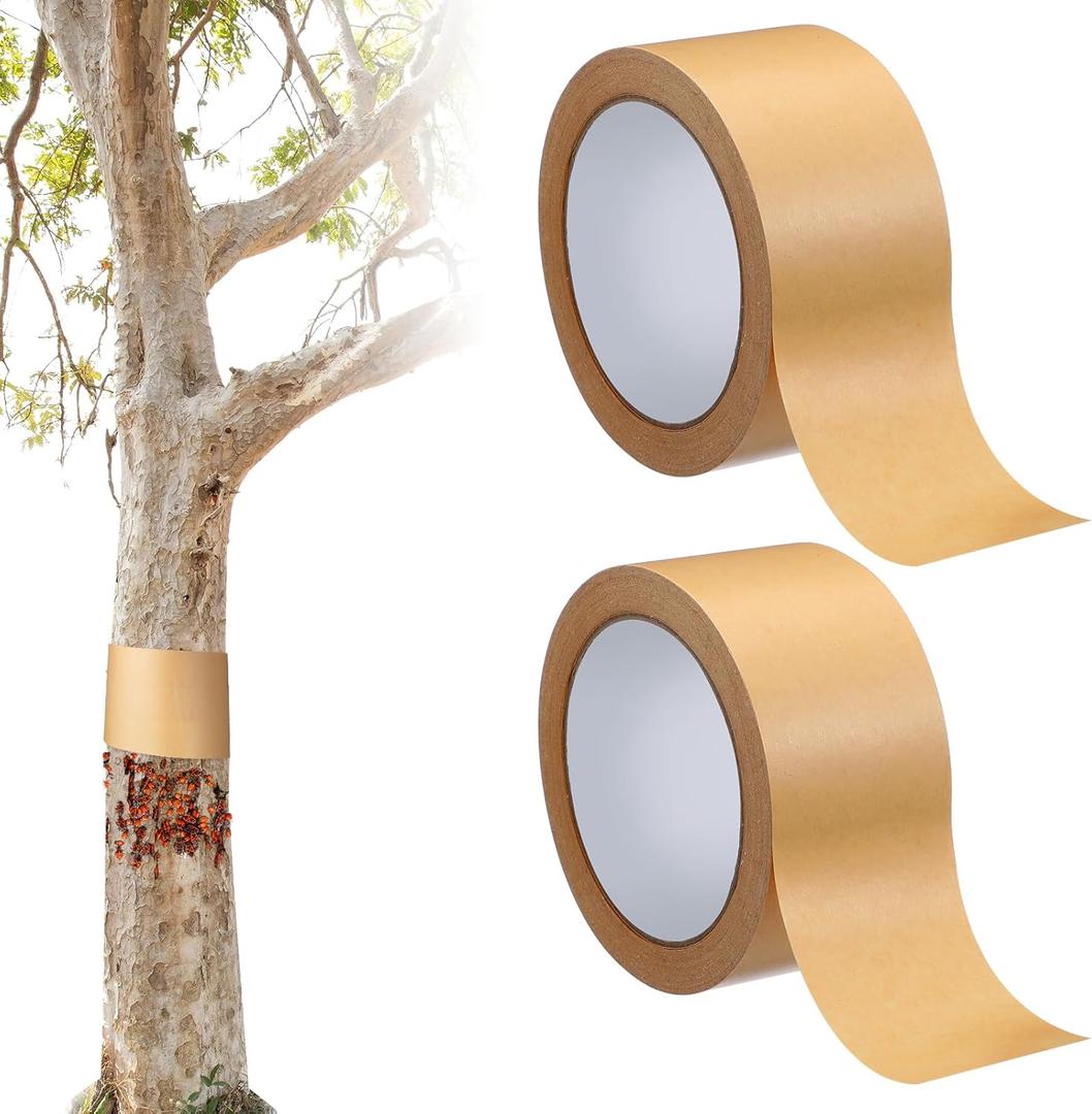 Qualirey 2 Rolls 2 Inch Tree Barrier Tape Insect Protector Tree Wrap Slippery Caterpillar Prevent Gypsy Moth Sponge Cicada Laying Egg Tape for Outdoor Lawn Garden