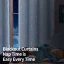 BGment Room Darkening Curtains 54 Inches Long, Grommet Thermal Insulated Blackout Curtains with Wave Line and Dots Printed for Bedroom, 2 Panels, Each 42 x 54 Inch, Light Blue