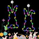 Happy Easter LED Bunny Window Light with Suction Cup, Windows Decorations Hanging LED Lights with Timing Function,Suitable for Indoor and Outdoor Easter Decoration, Family Gathering