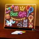 LED Note Board with Colors, 11.8"X9.4" Led Drawing Board Acrylic Dry Erase Board with Light 7 Colors Message Writing Board Night Light with 7 Markers for Home/Office/Christmas Decor