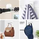 2PCS No Drill Curtain Rod Brackets,Curtain Rod Holders No Drilling,Adhesive Curtain Rod Hooks,Nail Free Adjustable Curtain Hangers,Lokinsetin Perforated Non Nail Screw Stick On Sticky Drape Pole Stand