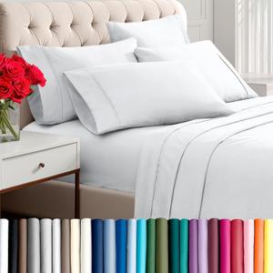 Bare Home Hotel Luxury King Sheet Set, Extra Soft - 6 Piece Set - Deep Pockets - Easy Fit - Cooling & Breathable - Wrinkle, Fade, Stain Resistant - Includes 4 Pillowcases (King, White)