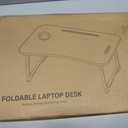 ZEAPTAC Laptop Bed Desk, Foldable Lap Desk, Portable Lap Table, Laptop Stand with Cup Holder & Tablet Slot & Lifting Handle for Working Writing Drawing & Eating - Pink