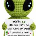 3 x Love Gifts for Him Her Boyfriend Girlfriend, Crochet Alien Valentine's Day Anniversary Birthday Gifts for Husband Wife, Funny Romantic Men Women Couple Gift, Positive Desk Decor