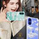 Compatible with iPhone 16 Plus Case Cute Clear for Women,Cool Transparent Silicone Phone Cases Cover - White Clouds Design