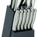 Farberware 15-Piece Stamped Stainless Steel Knife Block Set, High-Carbon Stainless Steel Kitchen Knife Set with Ergonomic Handles, Razor-Sharp Knives with Wood Block, 15-Piece, Black 2