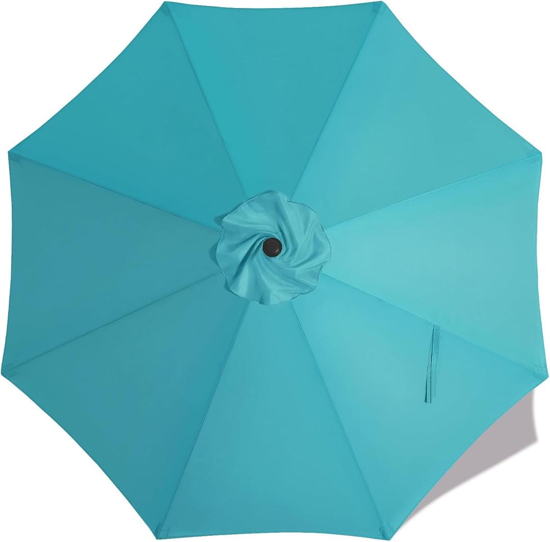 MASTERCANOPY Patio Umbrella 10 ft Replacement Canopy for 8 Ribs-Turquoise Canopy Only