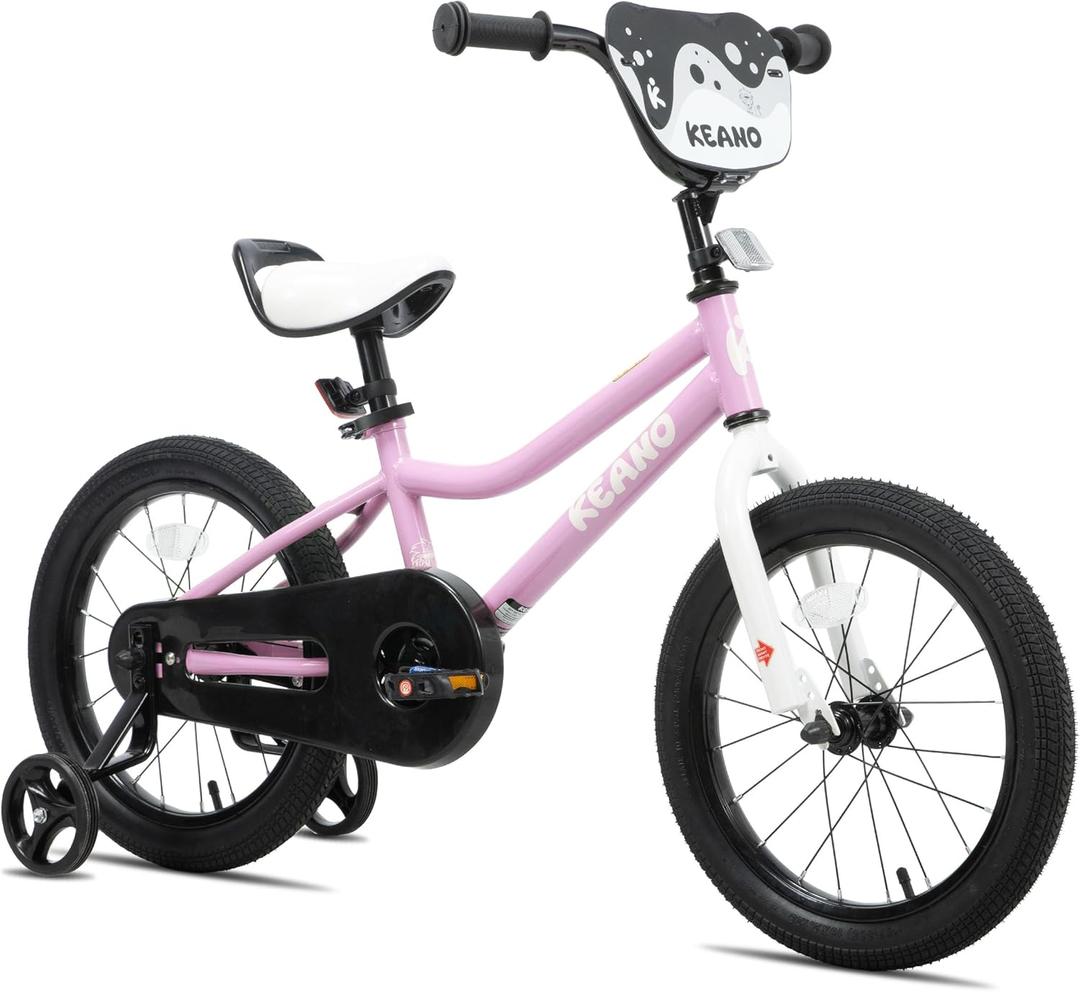 KEANO Kids Bike for Boys Girls Ages 3-12 Years Old, 12-18 Inch BMX Style Kid's Bikes with Training Wheels, 20 Inch Kids' Bicycle with Kickstand (Pink)