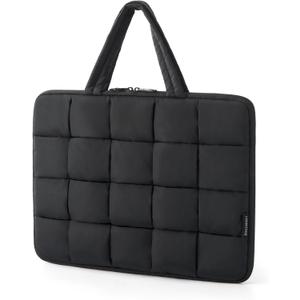 BAGSMART 15.6 Inch Laptop Case, Lightweight Puffy Laptop Sleeve with Handle, Compatible with MacBook Air Pro 15 16 Inch M4 M3 M2 M1, Laptop Bag for Women Fitted with Dell,HP, Black