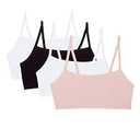 Fruit of the Loom Women's Spaghetti Strap Cotton Pullover Sports Bra, Blushing Rose/White/White/Black 4-Pack, 36