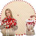 59 Inch Crochet Flowers Bouquet Rose Blanket with Gift Bag Handmade Knitted Throw Blanket Soft Lightweight Romantic Gifts for Valentines, Mother's Day, Birthday, Wedding(Red)
