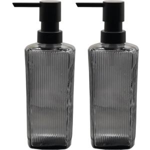 Gray Glass Soap Dispenser Set with Black Pump, 12oz Refillable Liquid Hand Dispenser, Lotion Dish Soap Dispenser for Modern Home Decor, Bathroom, Kitchen Countertop, Hotel(2 Pack) (Light Grey) Gray Glass Soap Dispenser Set with Black Pump, 12oz Refillable Liquid Hand Dispenser, Lotion Dish Soap Dispenser for Modern Home Decor, Bathroom, Kitchen Countertop, Hotel(2 Pack) (Light Grey)