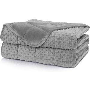 Huloo Sleep Weighted Blanket Twin 15lbs for Adult(48"78",Gray) Breathable Soft Minky Weighted Throw Blanket for All Season,Heavy Blanket with Premium Glass Beads