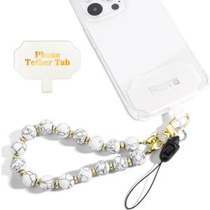 Azrra Phone Charm Wrist Lanyard: Beaded Wrist Strap with Phone Tethers