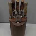 HEZHEN 7PCS Kitchen Knives Set - Professional Forging Damascus High Carbon Steel Chef Knife, Santoku, Bread, Utility, Fruit Knives & Multifunctional Kitchen Scissors - 6Slot Black Walnut Block