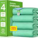 IMPROVIA Washable Under pads, 34" x 52" (Pack of 4) - Heavy Absorbency Reusable Incontinence Pads for Kids, Adults, Elderly, and Pets - Waterproof Protective Pad for Bed, Couch, Sofa, Furniture, Floor (Green)