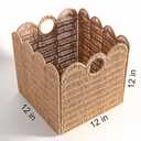 Scalloped Wicker Storage Cubes Basket, 12x12 Heavy Duty Paper rope/Hyacinth/Seagrass Baskets for Shelves, Foldable Natural Boho Square Bins (Paper Rope, 12 x 12 x 12in, 4-Pack)