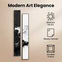 QKF 2Pcs Narrow B&W Fluid Abstract Art, Alu Frame Gloss Canvas Hallway, 6" × 48"