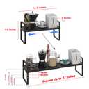 Expandable Cabinet Shelf Organizer Adjustable Metal Spice Rack Stackable Freestanding Counter Storage Shelves for Kitchen Cabinet Under Sink Office Desk (Black - 1Pack - L16.5-27'' * W10.2'' * H9.6'')