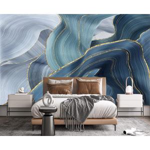 Gilding Marble Blue Wall Mural Wallpaper for Bedroom 103" x 69" (No.49)