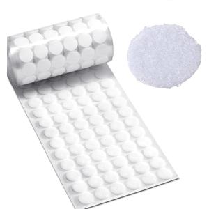 1000pcs Loop Side Adhesive Tapes Sticky Back Dots, 3/4" Diameter, White