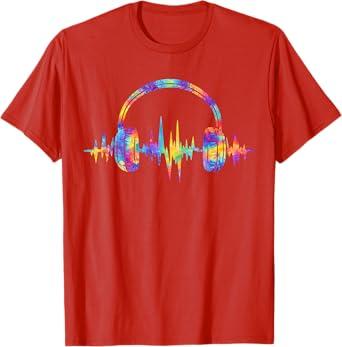 Heartbeat Headphone Tie Dye Sound Lover Engineer Producer DJ T-Shirt Size M Youth