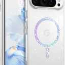BENTOBEN Magnetic for Google Pixel 10 Pro Case, Clear Crystal Glitter Bling Phone Case Pixel 10 Pro [Compatible with MagSafe], Shockproof Sparkly Cute Women Girl Cover for Pixel10 Pro, Glitter Clear