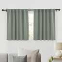 RYB HOME Short Curtains for Bedroom Kitchen, Vertical Room Darkening Drapes Thermal Insulated, Sage Green Curtains for Small Window Classroom Office, W42 x L30 Inches, 2 Panels