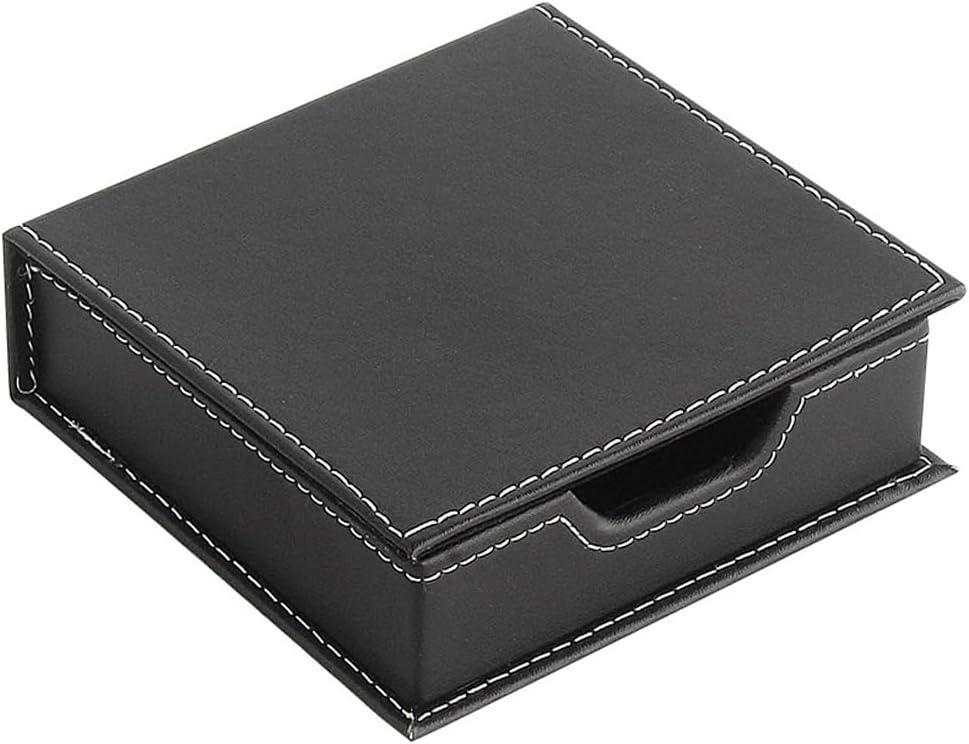Luzen 1PC Square PU Leather Self-Stick Note Pad Holder Dispenser Desktop Sticky Notes Box Memo Paper Notepad Holder Business Card Desk Organizer for Home Office School Supplies, Black