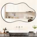 Itrue Irregular Wall Mirror, 26 x 46 Inch, Black Frame Bathroom Mirror