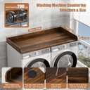 Washer Dryer Countertop, 27.5" D x 54" W Washer and Dryer Topper Covers with Edge Rails, Wood Laundry Room Countertop Shelves for Laundry Room Organization and Storage (Brown), 54.01" x 26.01" x 2.17"