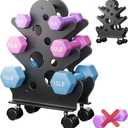Dumbbell Rack Stand Only(Dumbbells Not Included) - Dumbbell Storage Rack with/without Wheels, Space Saver for Home Gym.