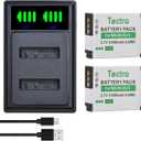 Tectra 2X High Capacity EN-EL12 Battery and LED Dual Charger for Nikon Coolpix AW100 AW110 AW120 AW130 A1000 B600 W300 A900 S6300 S8100 S8200 S9050 S9200 S9300 S9400 P310