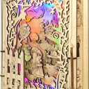 3D Wooden Puzzles for Kids - Alice in Wonderland Book Nook Kits with Night Light Feature