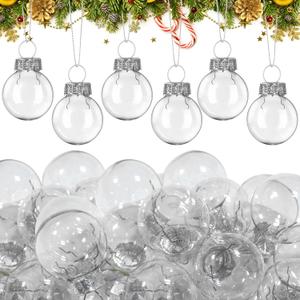 Tioncy 32 Pcs 1 Inch Mini Glass Christmas Ornaments Balls Shiny Christmas Balls Tiny Tree Hanging Decoration Small Colorful Ball Pendant for Xmas Party Supplies(Transparent)