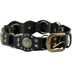 EMMIOL Y2K Belt for Women Star Studded Belt Vintage Gothic Grunge Punk Rock PU Leather Waistband (S:31''-39'' Fit Waist, Boho Black)