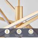 Big Gold Chandelier for Foyer Living Room 48 Inches High Ceiling Chandeliers Modern Remote Control Sputnik Chandelier for Large Living Room Dining Room Foyer