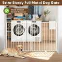 52" Extra Wide Dog Gate Indoor, Heavy Duty Metal Freestanding Dog Gate-Auto Close, Foldable Pet Fence – Anti-Topple Stability Feet for Stairs, Doorways,House,Porch,Deck,Yard(2 Panels,White)