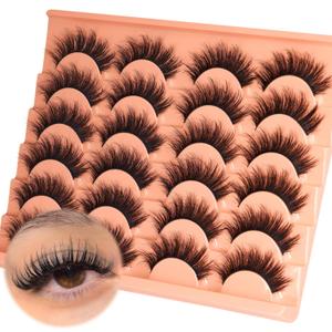 ALICROWN Fuzzy Eyelashes False Lashes Natural Wispy Fake Eyelashes Full Mink Lashes C Curly Strip Lashes Pack 12 Pairs